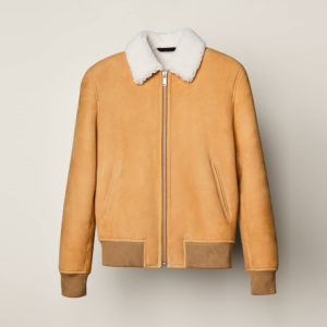 Men's Brown Bomber Shearling Leather Jacket