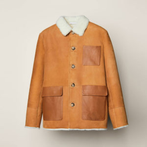 Mens Trucker Styled Brown Shearling Leather Jackets