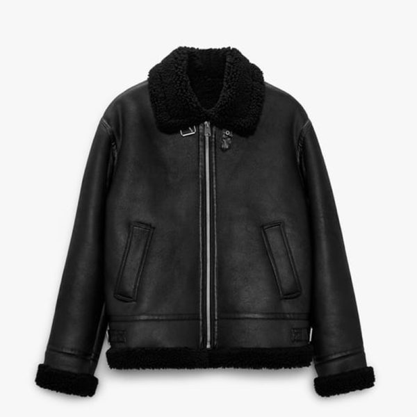 Men's Classic Black Shearling Leather Jackets