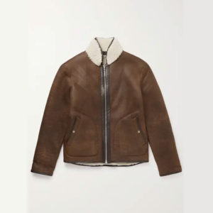 Men's Brown Leather Shearling Jacket