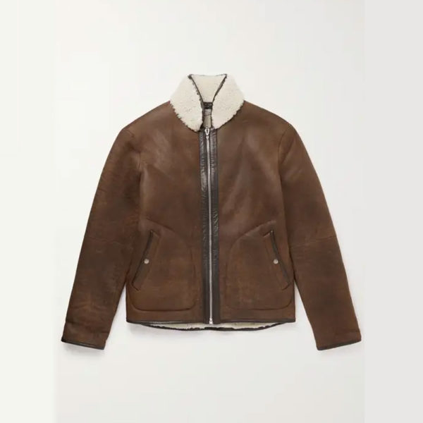 Men's Brown Leather Shearling Jacket