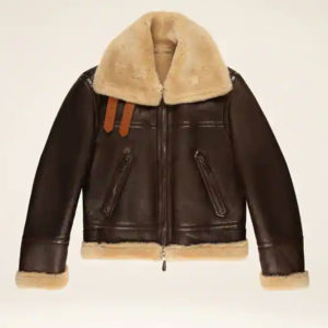 Men Brown Shearling Leather Jacket
