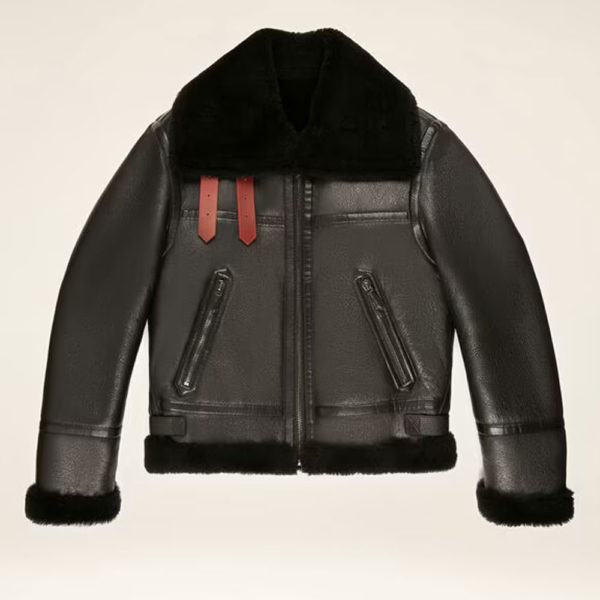 Mens Black Shearling Leather Jacket