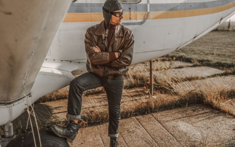 aviator leather bomber jacket